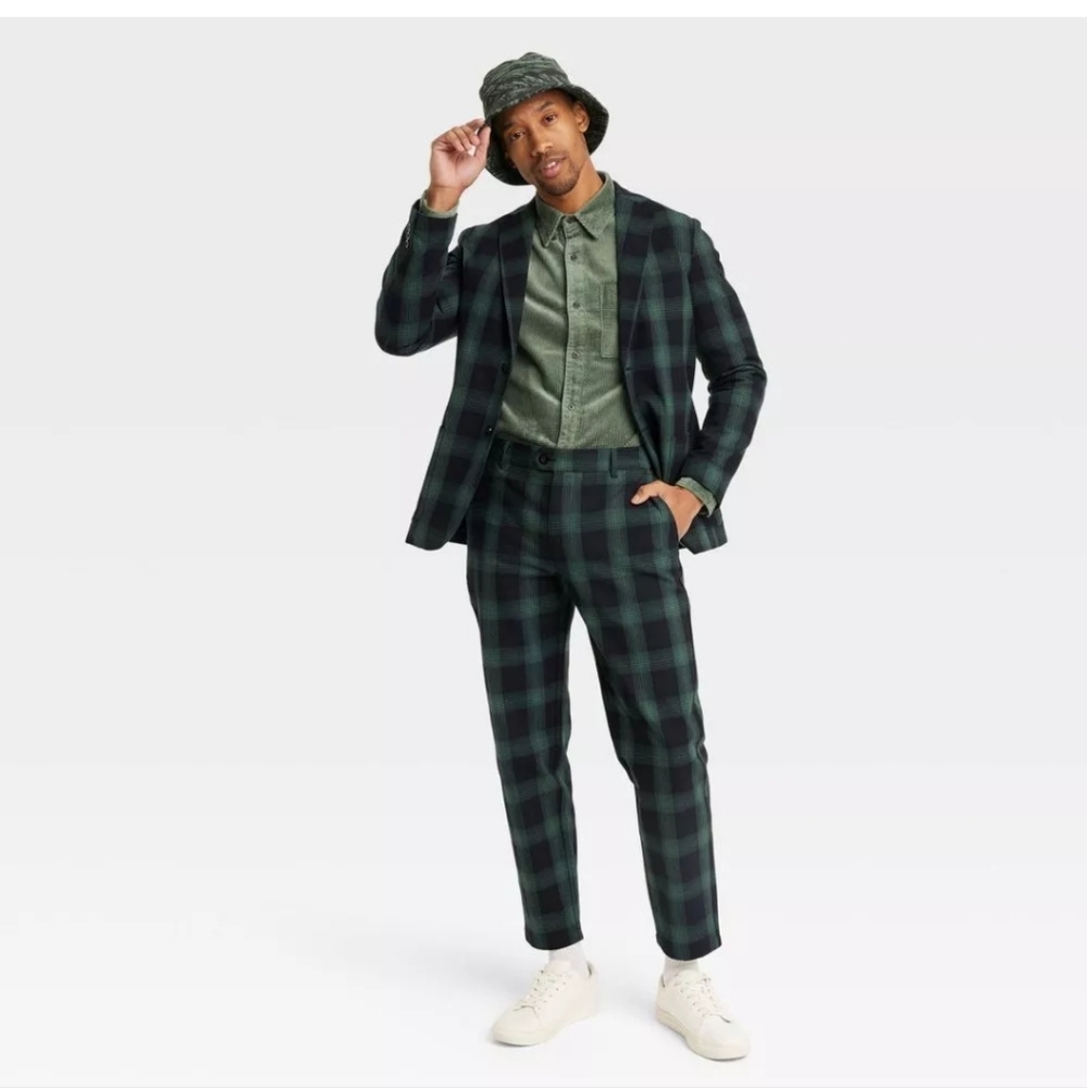 Houston White Adult Ombre Plaid Blazer ~ Green